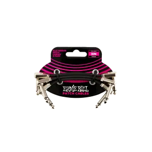 Ernie Ball 3 inch Flat Ribbon Patch Cable 3-Pack