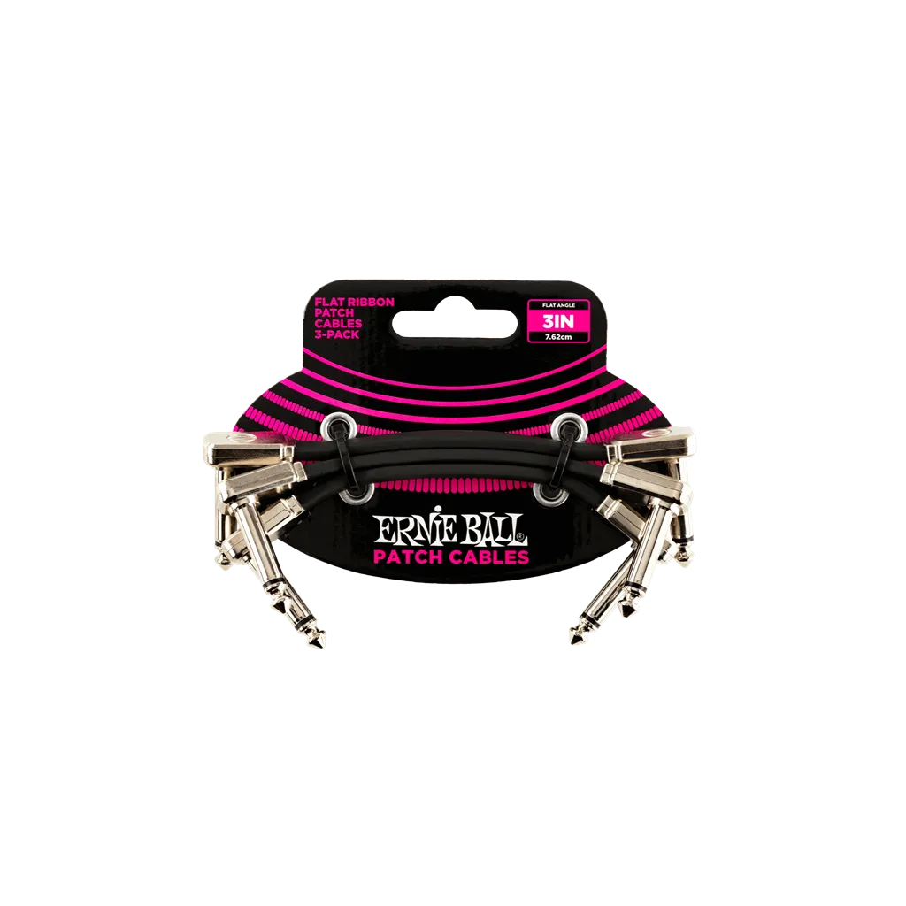 Ernie Ball 3 inch Flat Ribbon Patch Cable 3-Pack