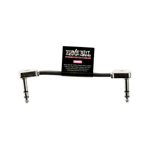 Ernie Ball 3 inch Single Flat Ribbon Stereo Patch Cable, Black