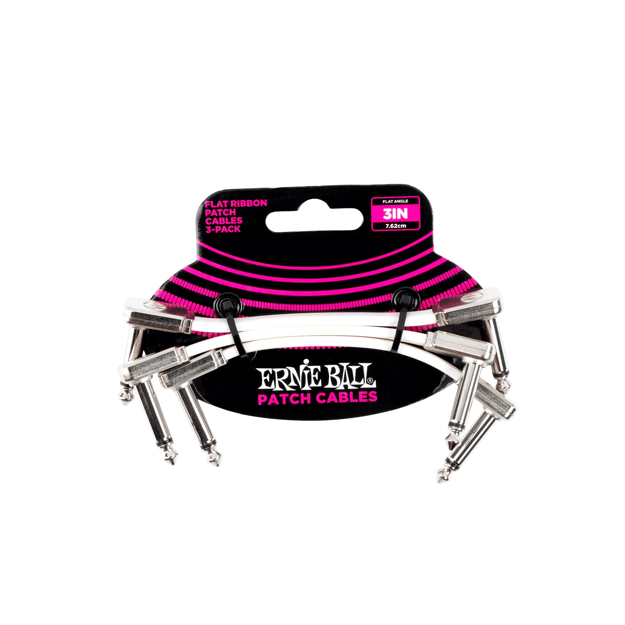 Ernie Ball 3” White Flat Ribbon Patch Cable 3-Pack
