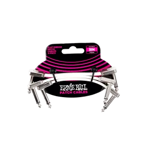 Ernie Ball 3” White Flat Ribbon Patch Cable 3-Pack