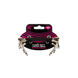 Ernie Ball 3" Ribbon Patch Cable Black (3 Pack)