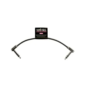 Ernie Ball 6 inch Single Flat Ribbon Stereo Patch Cable, Black