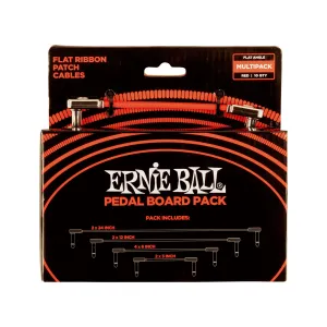 Ernie Ball Flat Ribbon Pedalboard Patch Cables, Red, Multi-Pack
