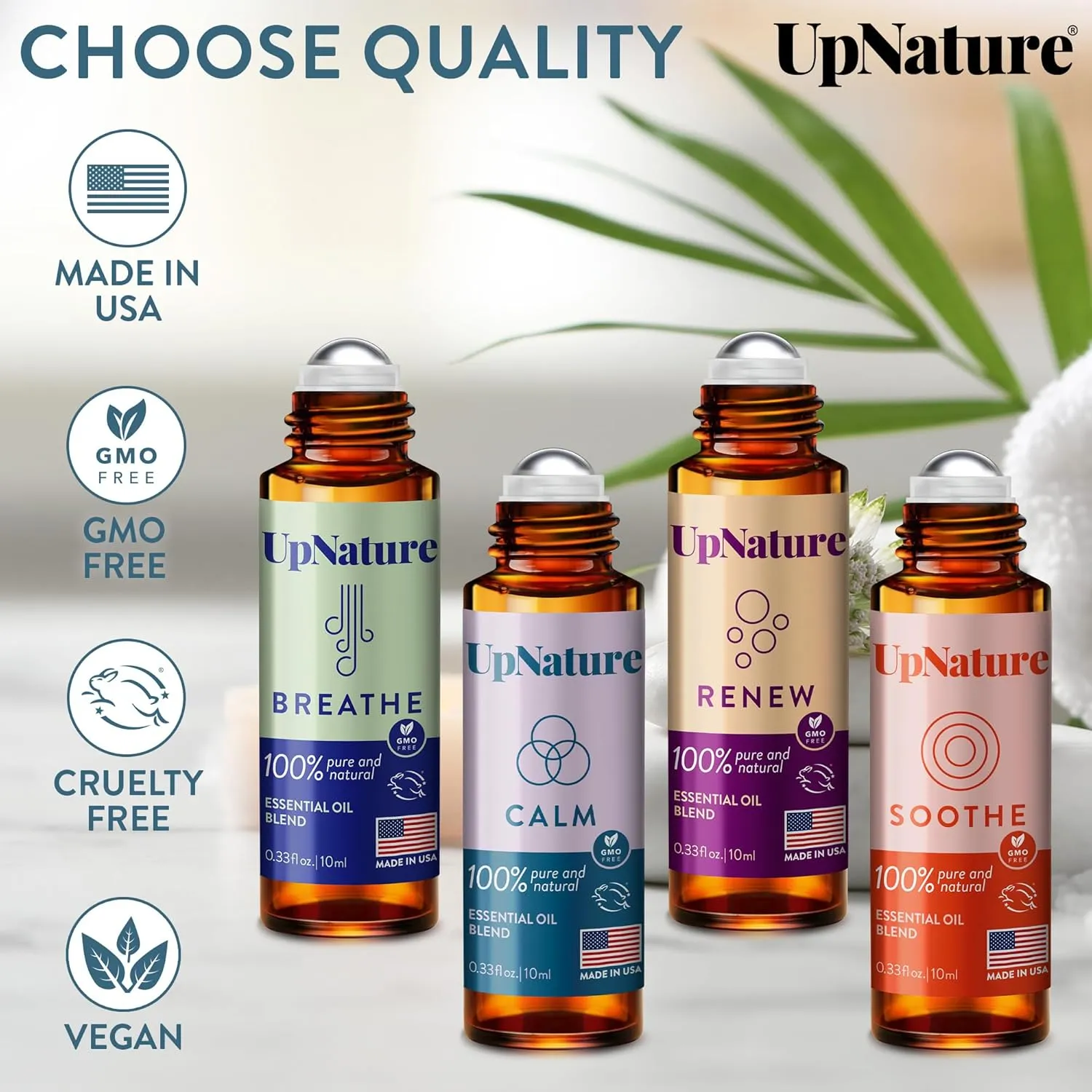 Essential Oils Roll On Set (4 Pack) Stress Relief Gift Aromatherapy Oil - Self Care Gifts for Women