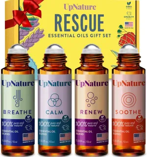 Essential Oils Roll On Set (4 Pack) Stress Relief Gift Aromatherapy Oil - Self Care Gifts for Women
