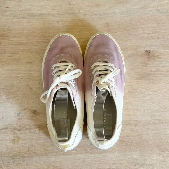 Everlane The Forever Lace Up Canvas Sneaker in Dusty Lavender Dip Ombre Dye
