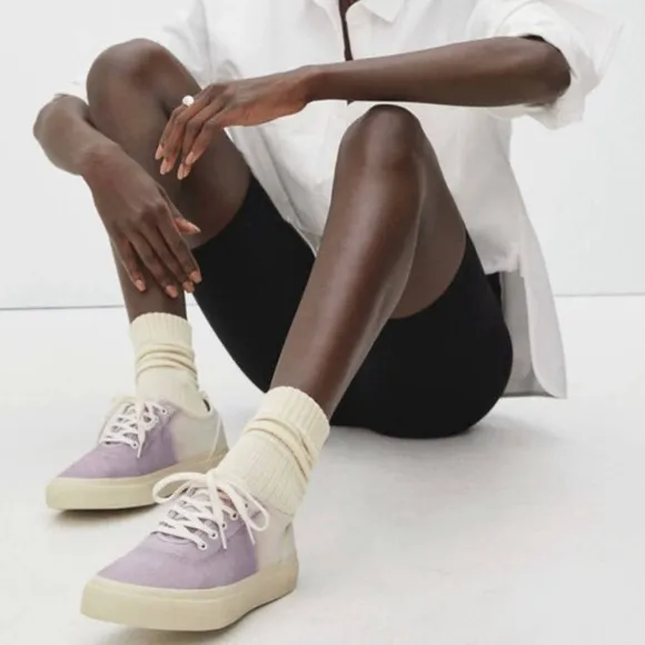 Everlane The Forever Lace Up Canvas Sneaker in Dusty Lavender Dip Ombre Dye