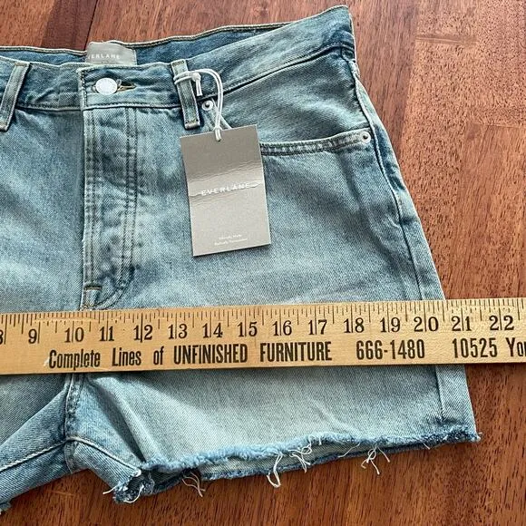 Everlane The Relaxed 90s High Rise Shorts 3&quot; Light Wash Sunbleached Blue 28