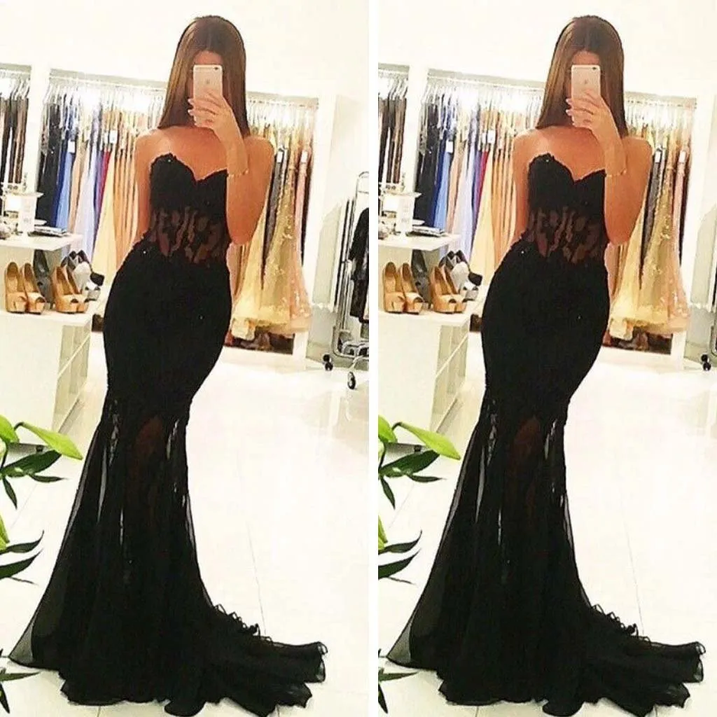 Fashion Sexy  Black Sweetheart Mermaid Party Dress,Custom Made Evening Dress, PDY0221