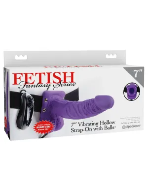 Fetish Fantasy Series 7" Vibrating Hollow Strap-On with Balls - Purple/Black