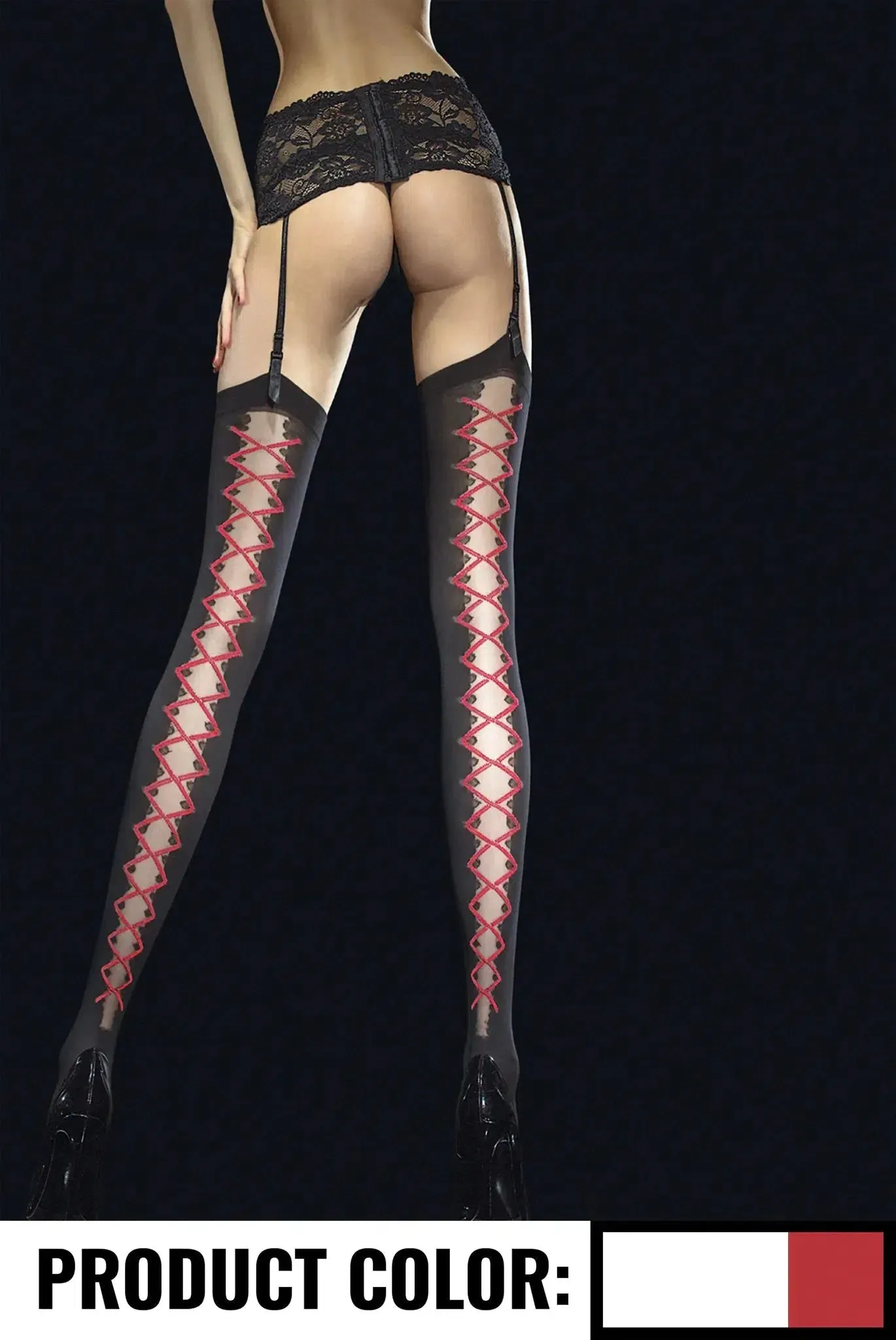 Fiore - Valentis - Kousen - 40 denier - Wit/Rood