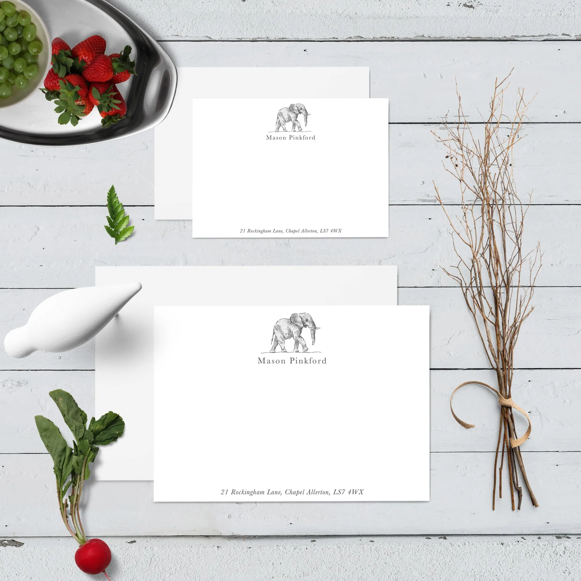 Flat Notecard Watercolour Animals set - Top