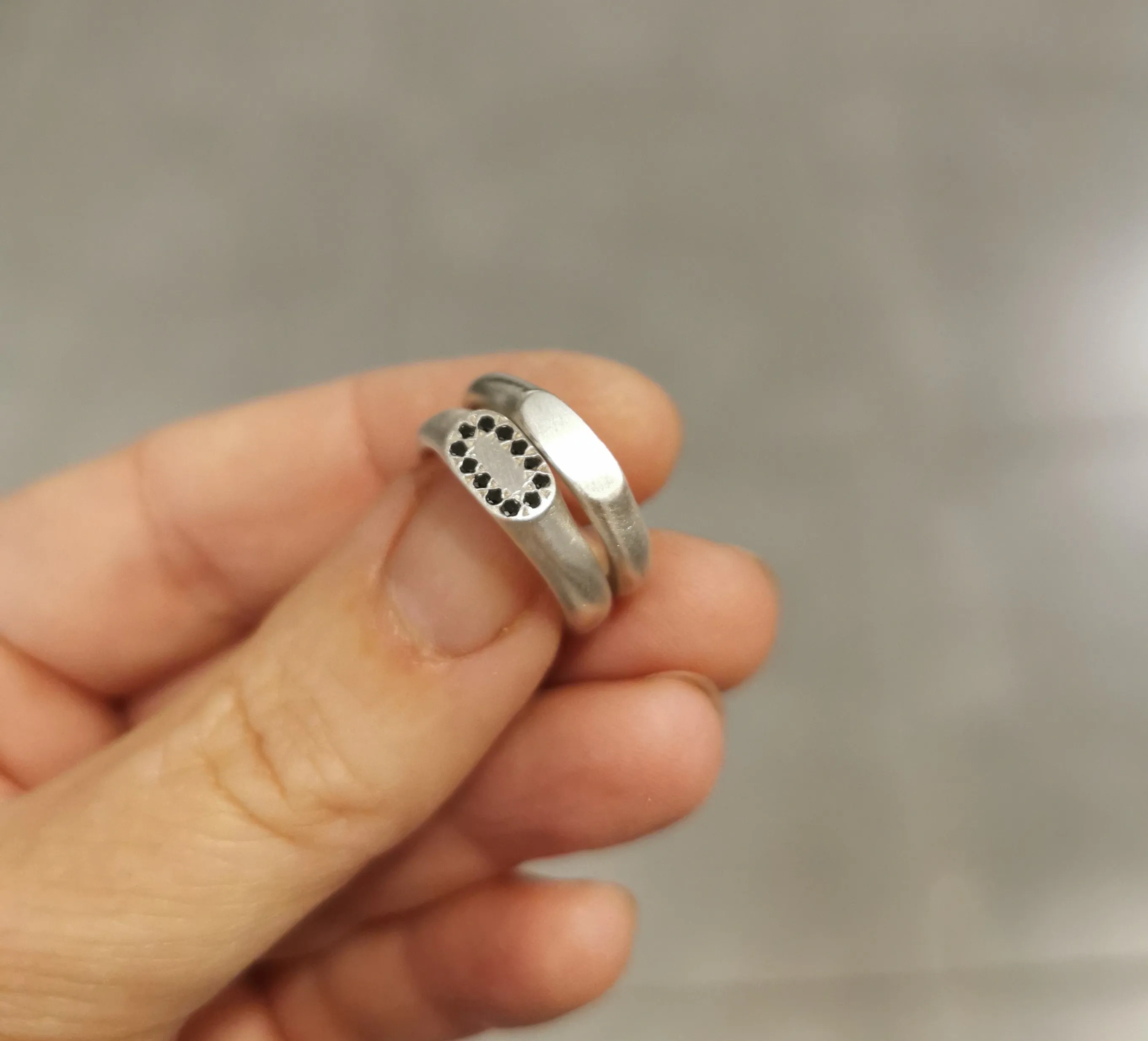 Flat Princess Crown Gold & Diamond Signet Ring