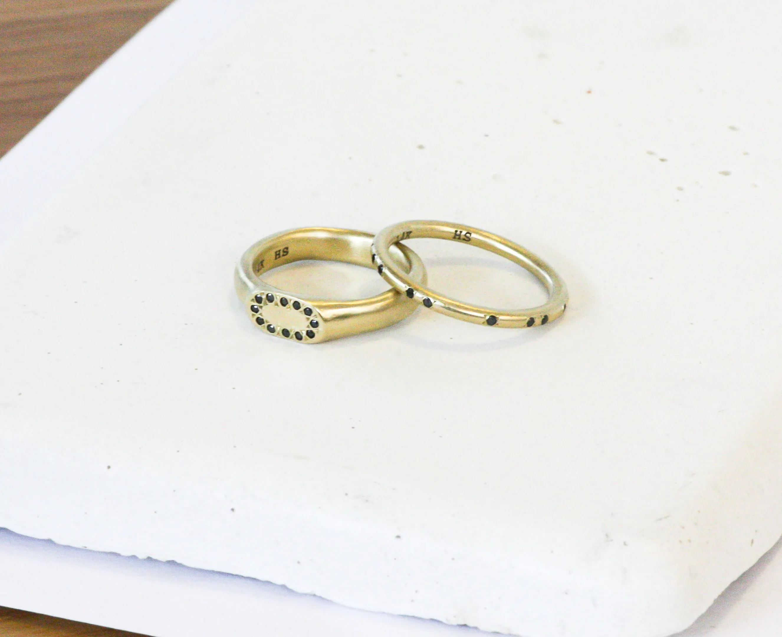 Flat Princess Crown Gold & Diamond Signet Ring
