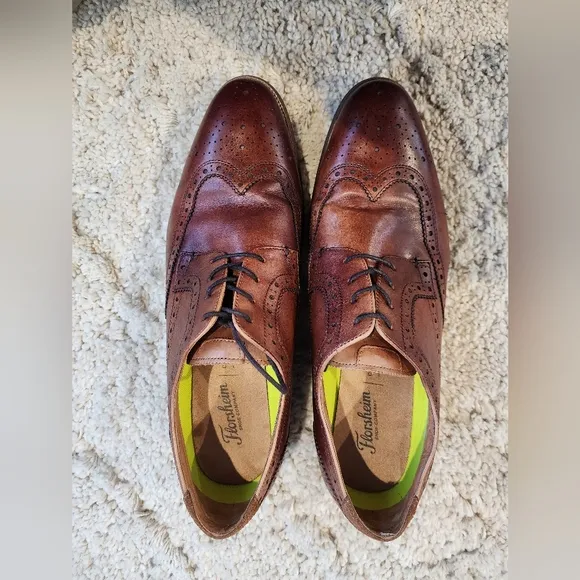 Florsheim Cognac Uptown Wingtip Oxford Comfortech Ortholite w/Criss Cross Lacing