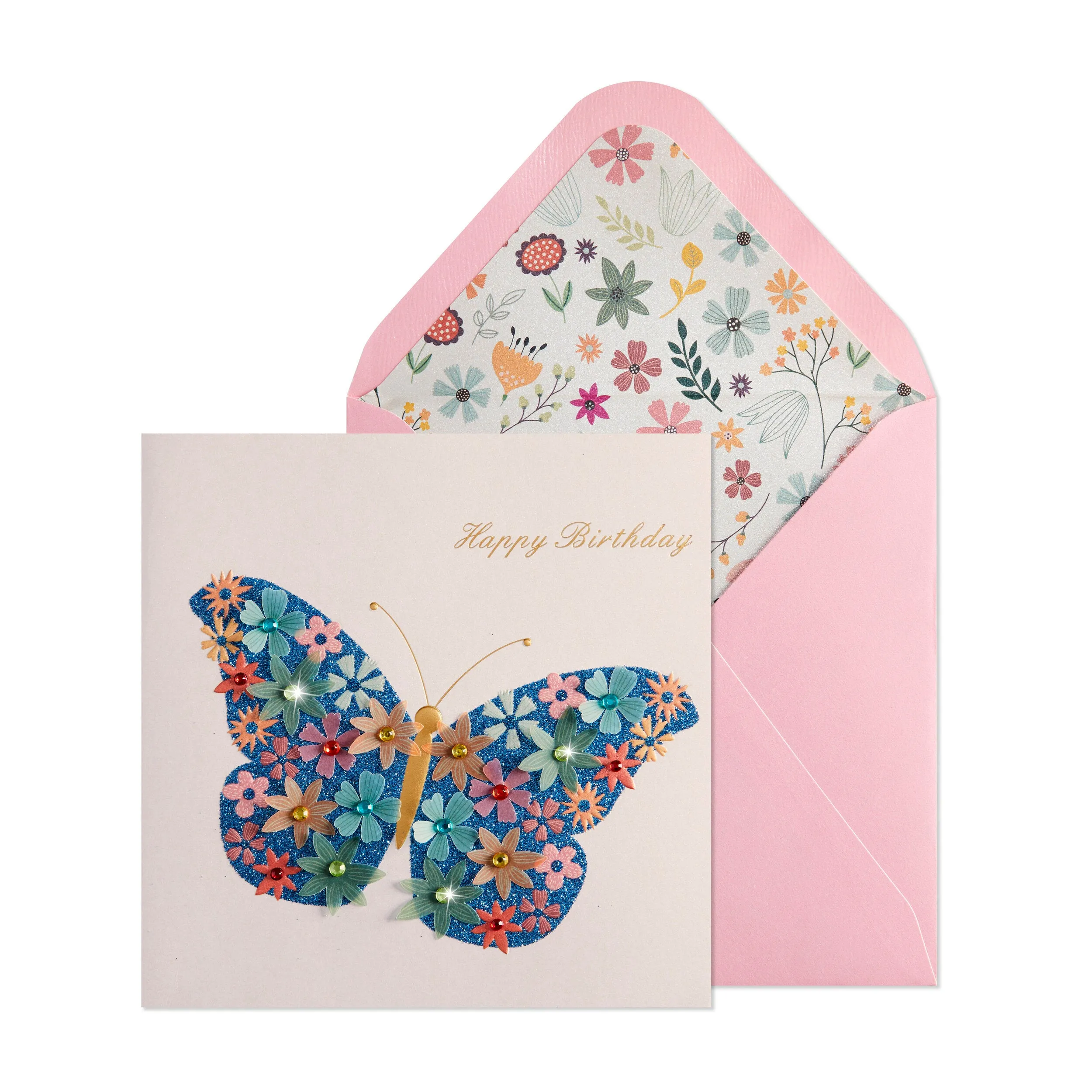 Flower Butterfly Birthday Card