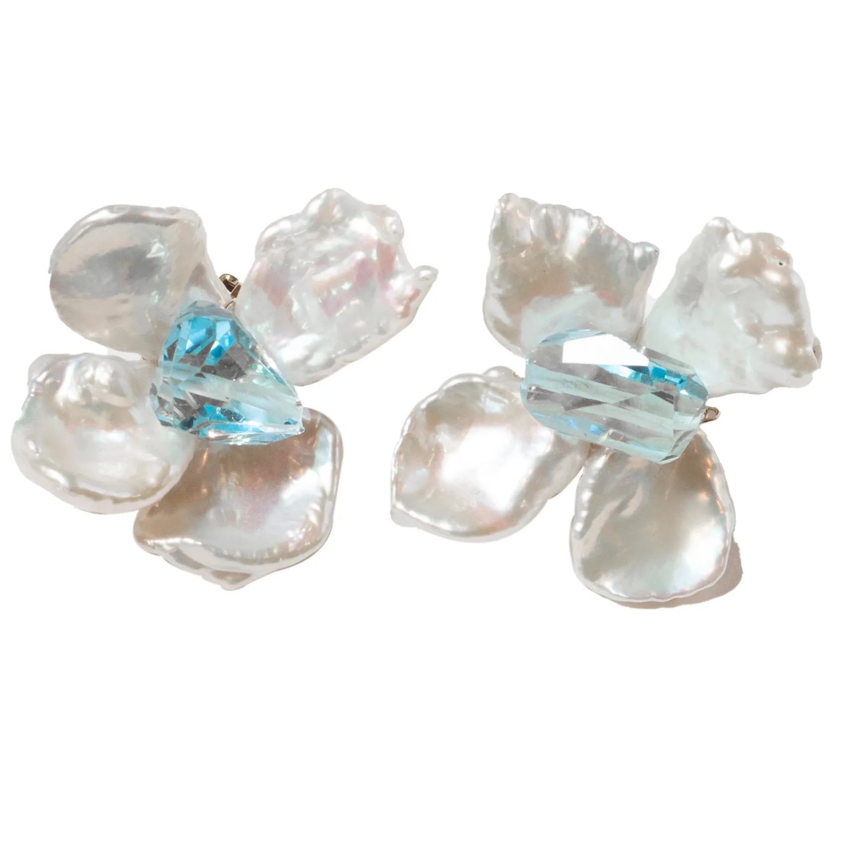 Flower Earrings with Blue Topaz