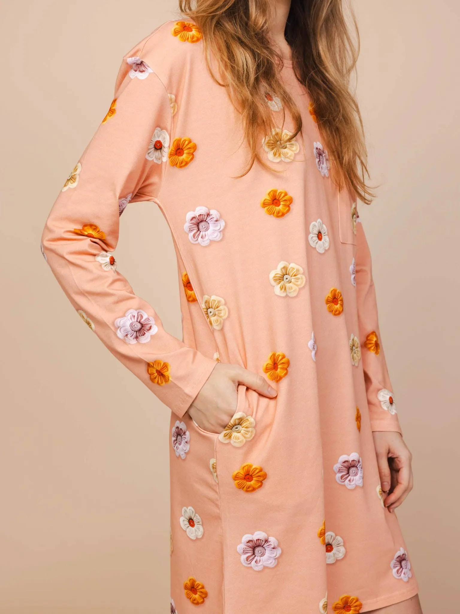 Flower Power Jurkje lange mouwen Dames
