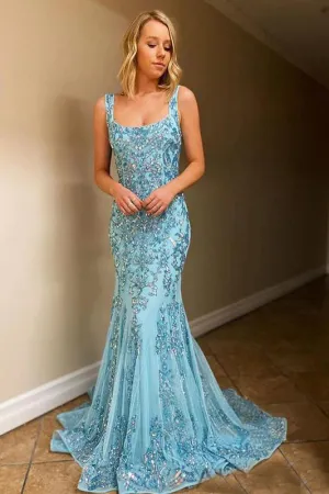 Forest Green Lace Appliques Formal Evening Dress A-line Tulle Prom Gown OKV48