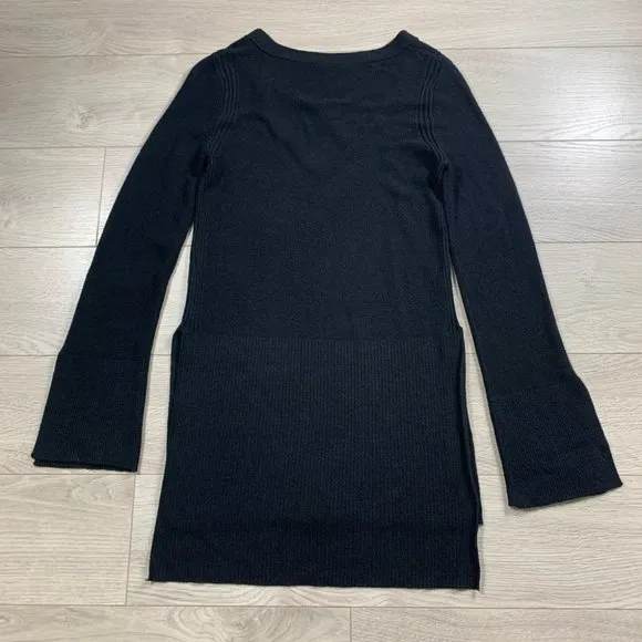 Free People Black Long Sleeve Criss Cross Tunic Sweater Top