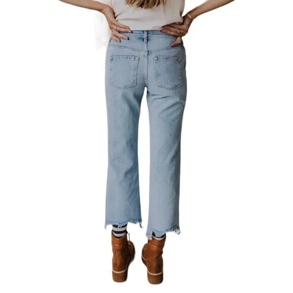 FREE PEOPLE Boot Cut Jean Sz 25 Maggie Mid-Rise Straight Cowgirl Y2K Preppy Boho