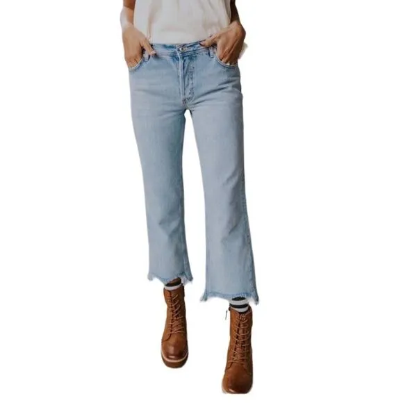 FREE PEOPLE Boot Cut Jean Sz 25 Maggie Mid-Rise Straight Cowgirl Y2K Preppy Boho