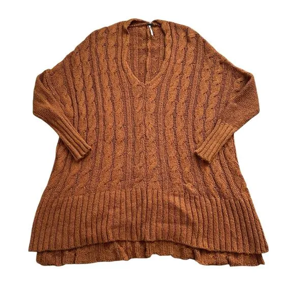 Free People orange chunky knit oversize sweater size S