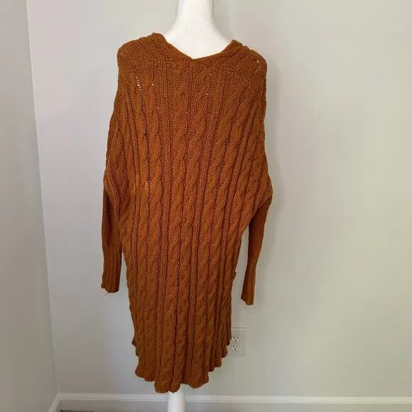 Free People orange chunky knit oversize sweater size S