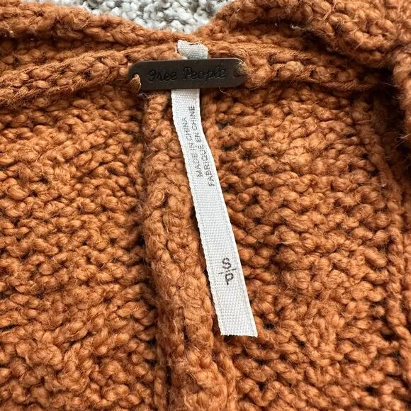 Free People orange chunky knit oversize sweater size S