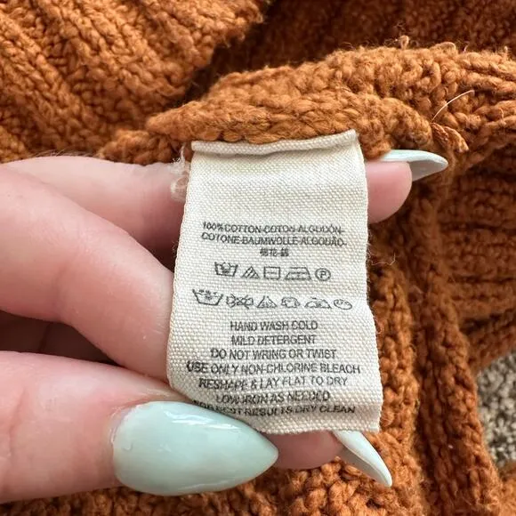 Free People orange chunky knit oversize sweater size S