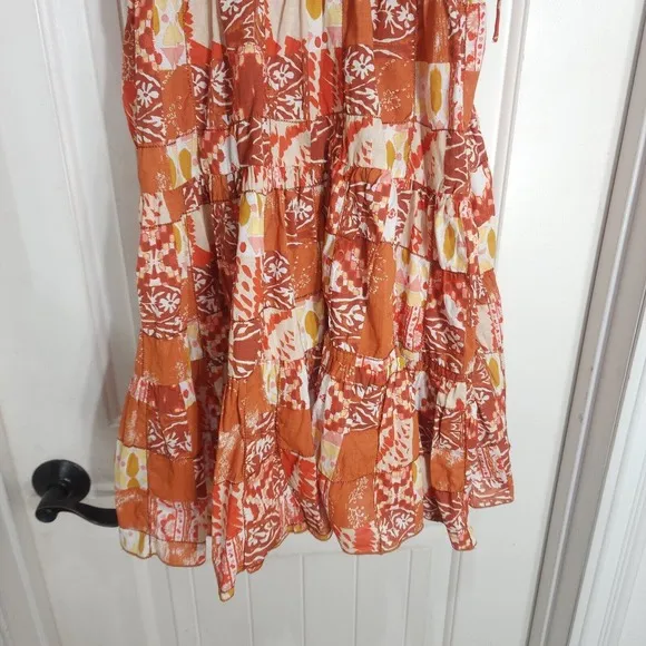 Free People Patch It Up Trapeze Slip Dress Womens S Orange Floral Sleeveless New