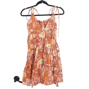 Free People Patch It Up Trapeze Slip Dress Womens S Orange Floral Sleeveless New
