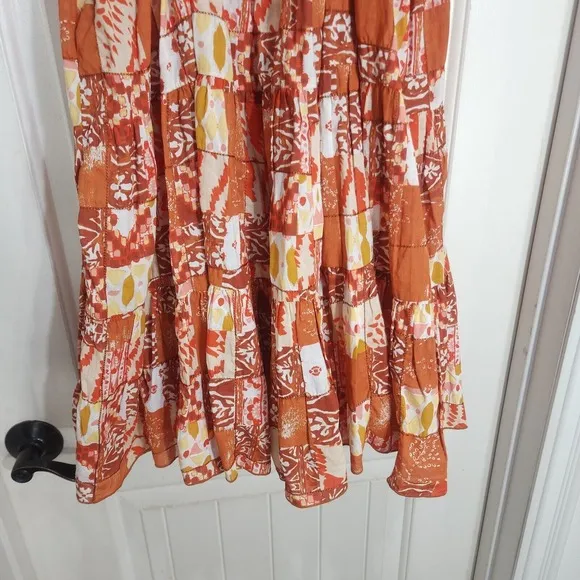 Free People Patch It Up Trapeze Slip Dress Womens S Orange Floral Sleeveless New