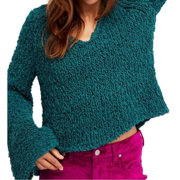 Free People Sand Dunes Pullover Sweater Green Size Large