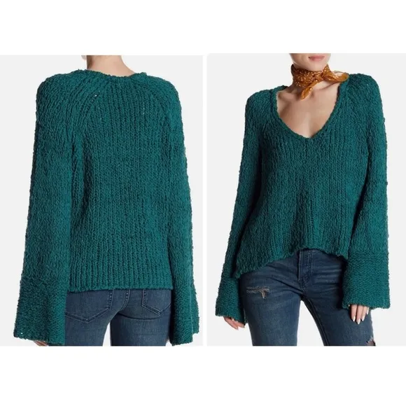 Free People Sand Dunes Pullover Sweater Green Size Large