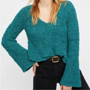 Free People Sand Dunes Pullover Sweater Green Size Large