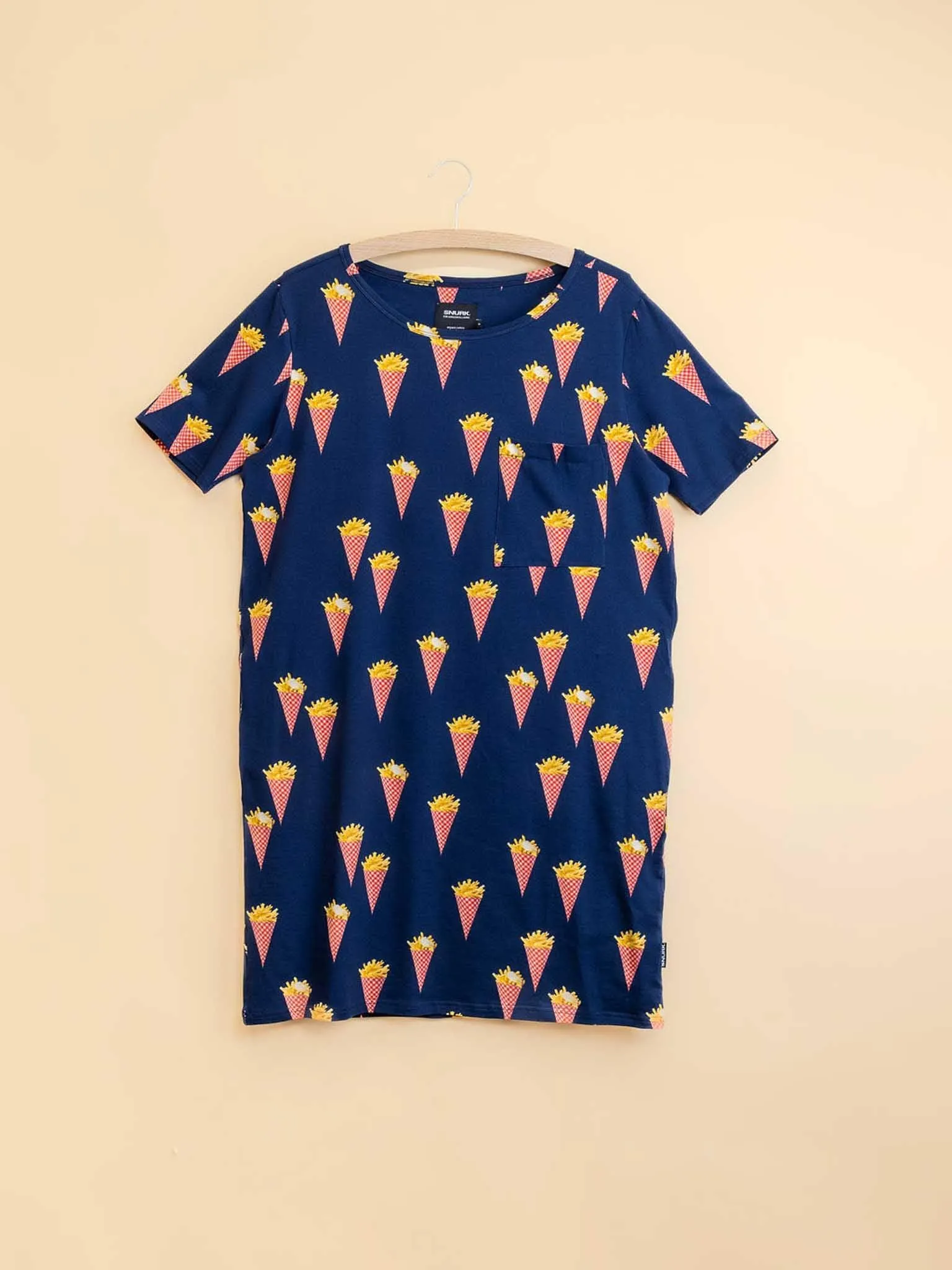 Fries Navy T-shirt Dress Dames