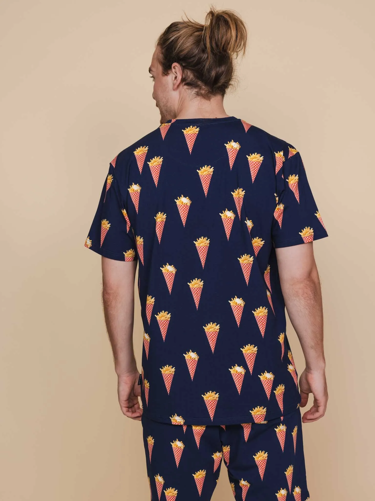 Fries Navy T-shirt en Shorts set Heren