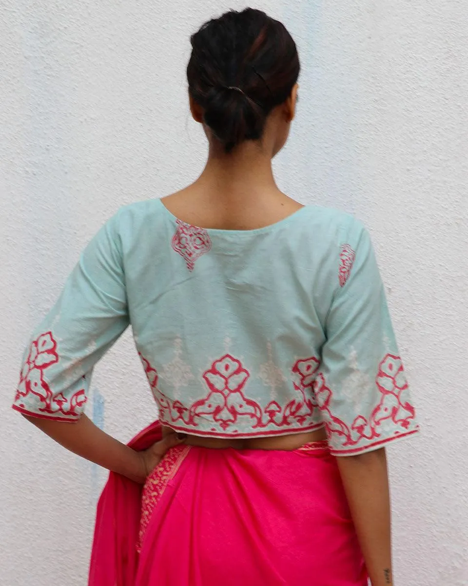 From Eden Handblock Printed Cotton Crop Top Blouse