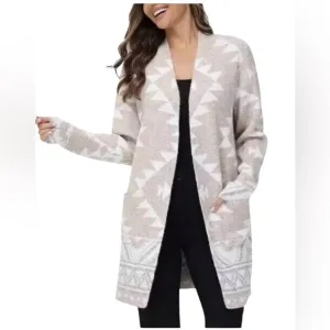 Frye Aztec / Tribal Long Duster Cardigan Sweater Size Small New with tag