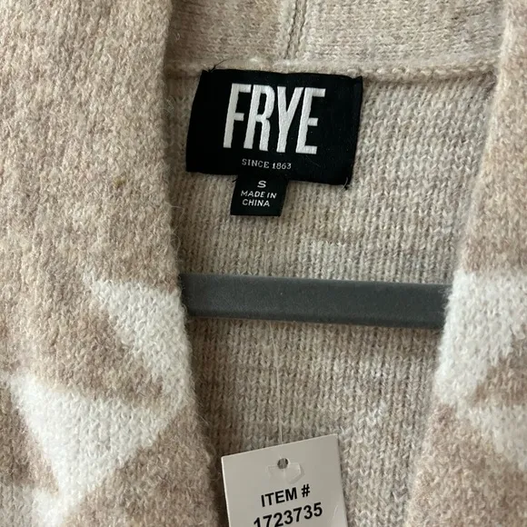 Frye Aztec / Tribal Long Duster Cardigan Sweater Size Small New with tag