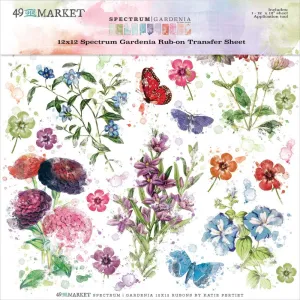 Gardenia  - 12x12 Rub On Transfer Sheet 49 & Market