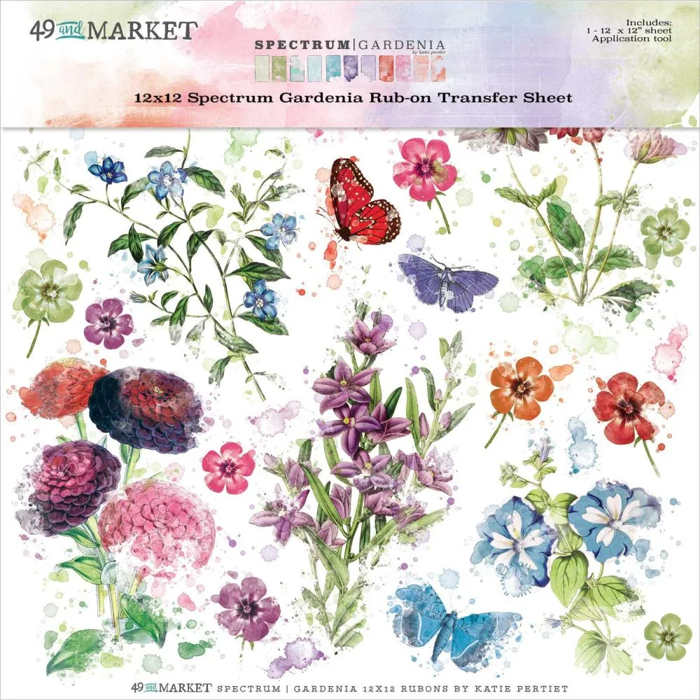 Gardenia  - 12x12 Rub On Transfer Sheet 49 & Market