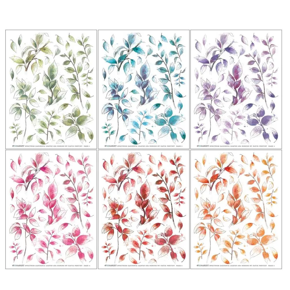 Gardenia - Leaves 6x8 Rub On Transfer Set 49 & Market