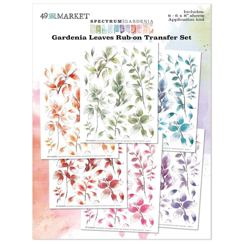 Gardenia - Leaves 6x8 Rub On Transfer Set 49 & Market