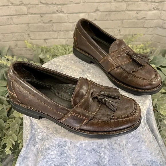 G.H. BASS “Layton Lug” Brown Leather Tassel Kiltie Dress Loafers Mens 9D🤎VGUC