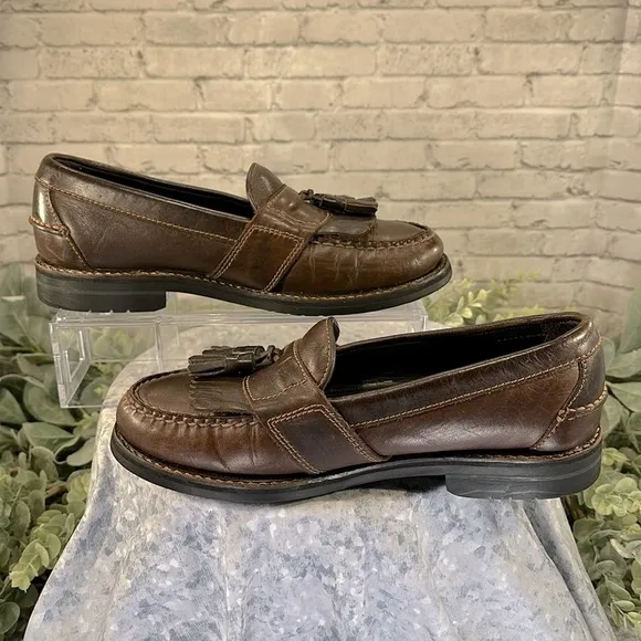G.H. BASS “Layton Lug” Brown Leather Tassel Kiltie Dress Loafers Mens 9D🤎VGUC