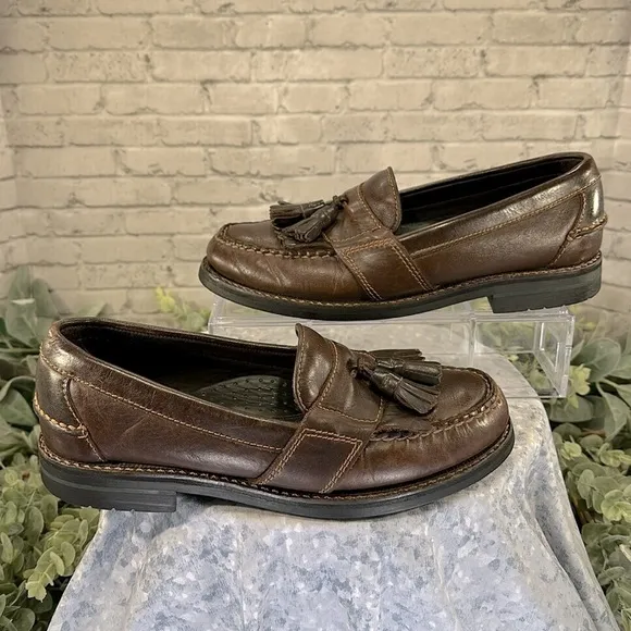 G.H. BASS “Layton Lug” Brown Leather Tassel Kiltie Dress Loafers Mens 9D🤎VGUC