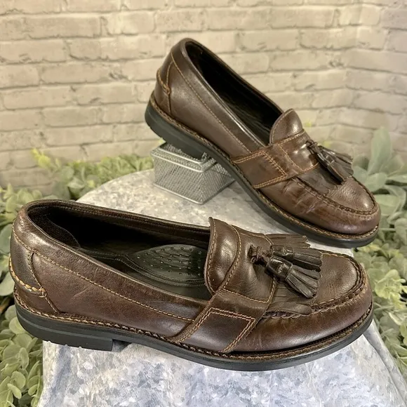 G.H. BASS “Layton Lug” Brown Leather Tassel Kiltie Dress Loafers Mens 9D🤎VGUC